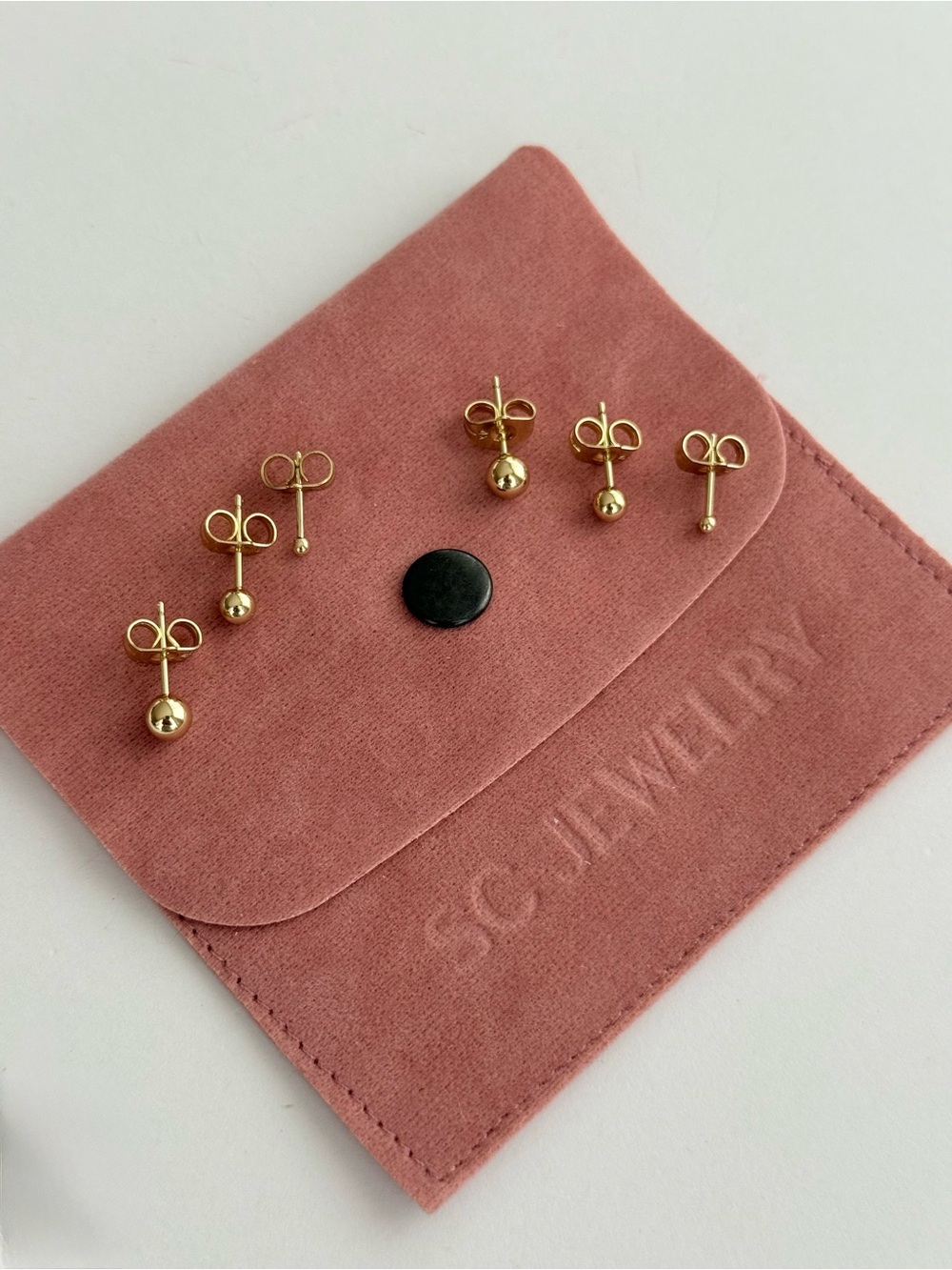 14K Gold Plated Trio Bead Ball Stud Earrings Set | Dainty Minimalist Jewelry